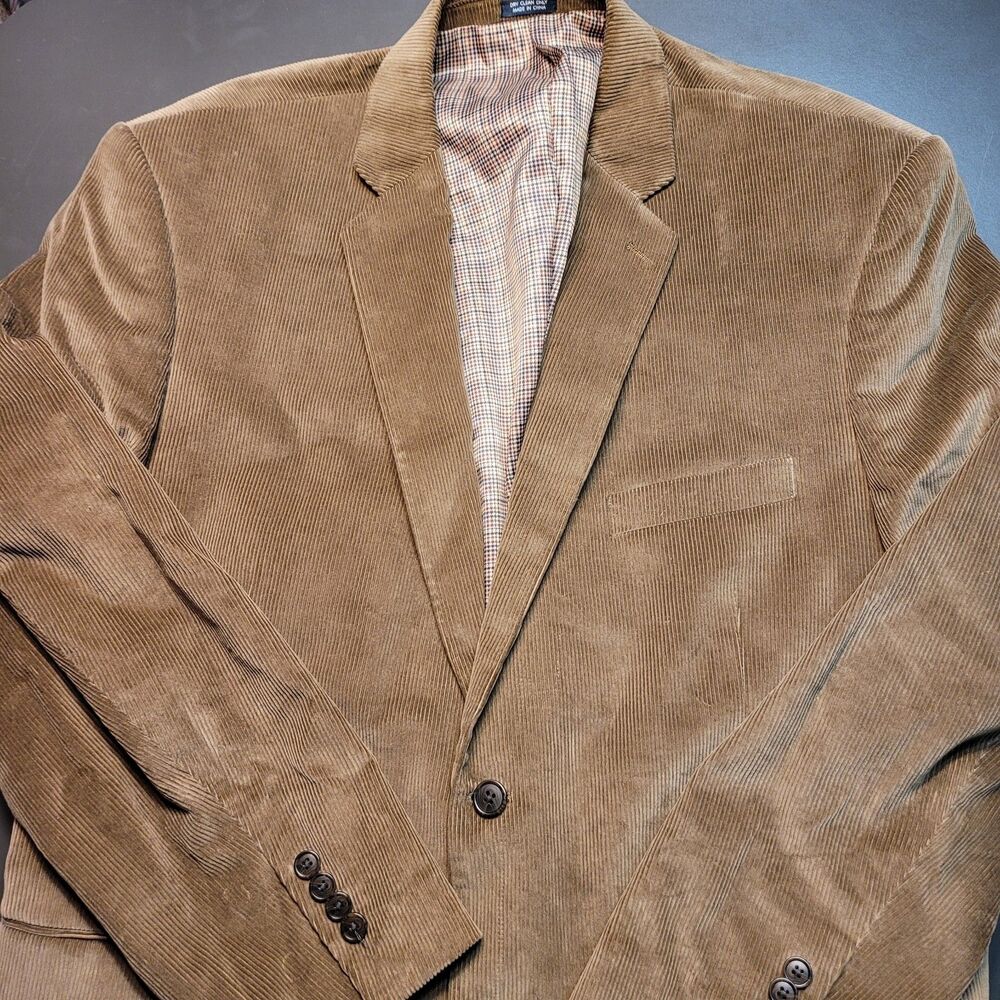 Saddlebred Mens Blazer Sport Coat Brown Corduroy 50R EXCELLENT